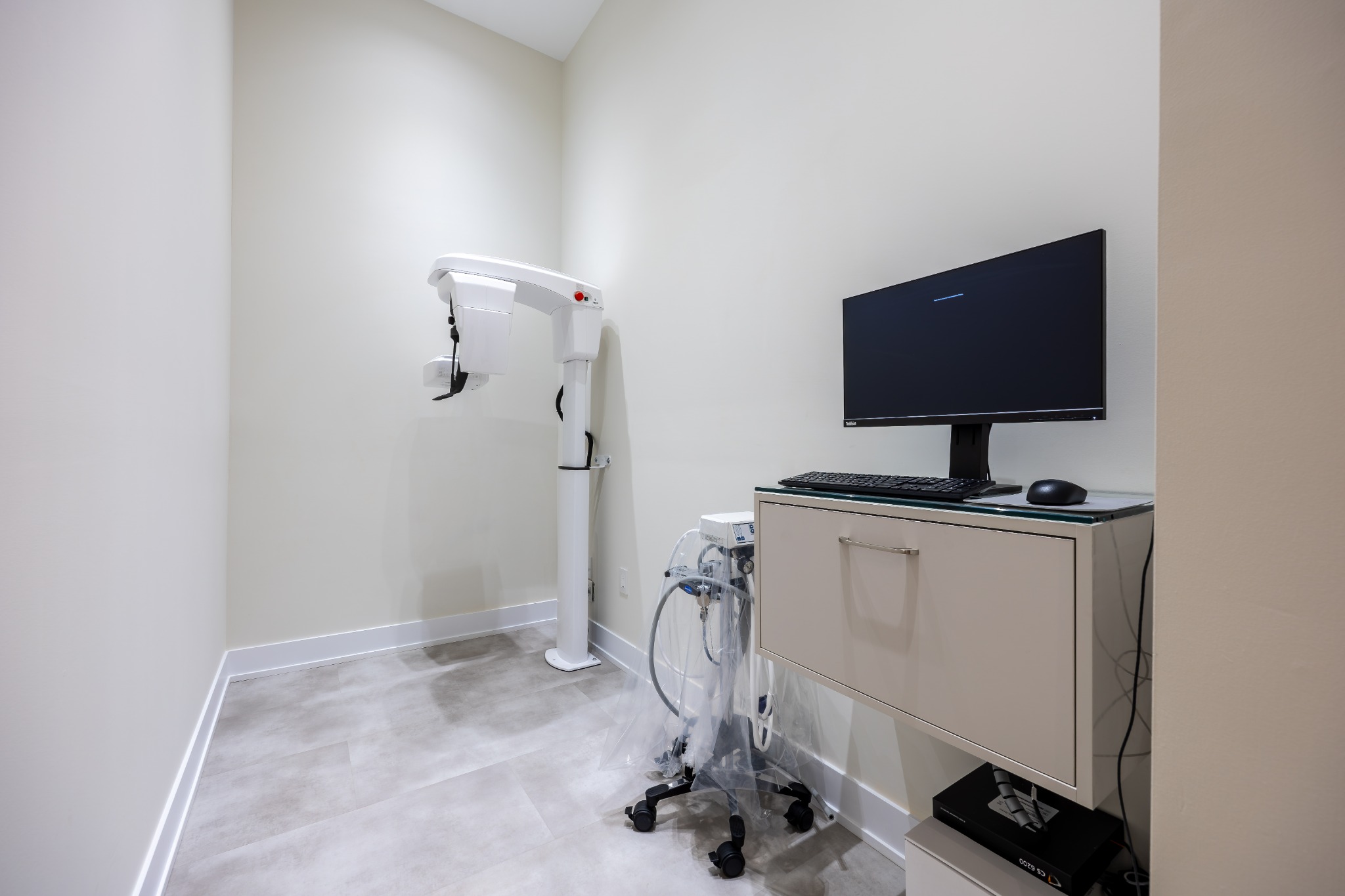 Completed healthcare treatment room with integrated equipment