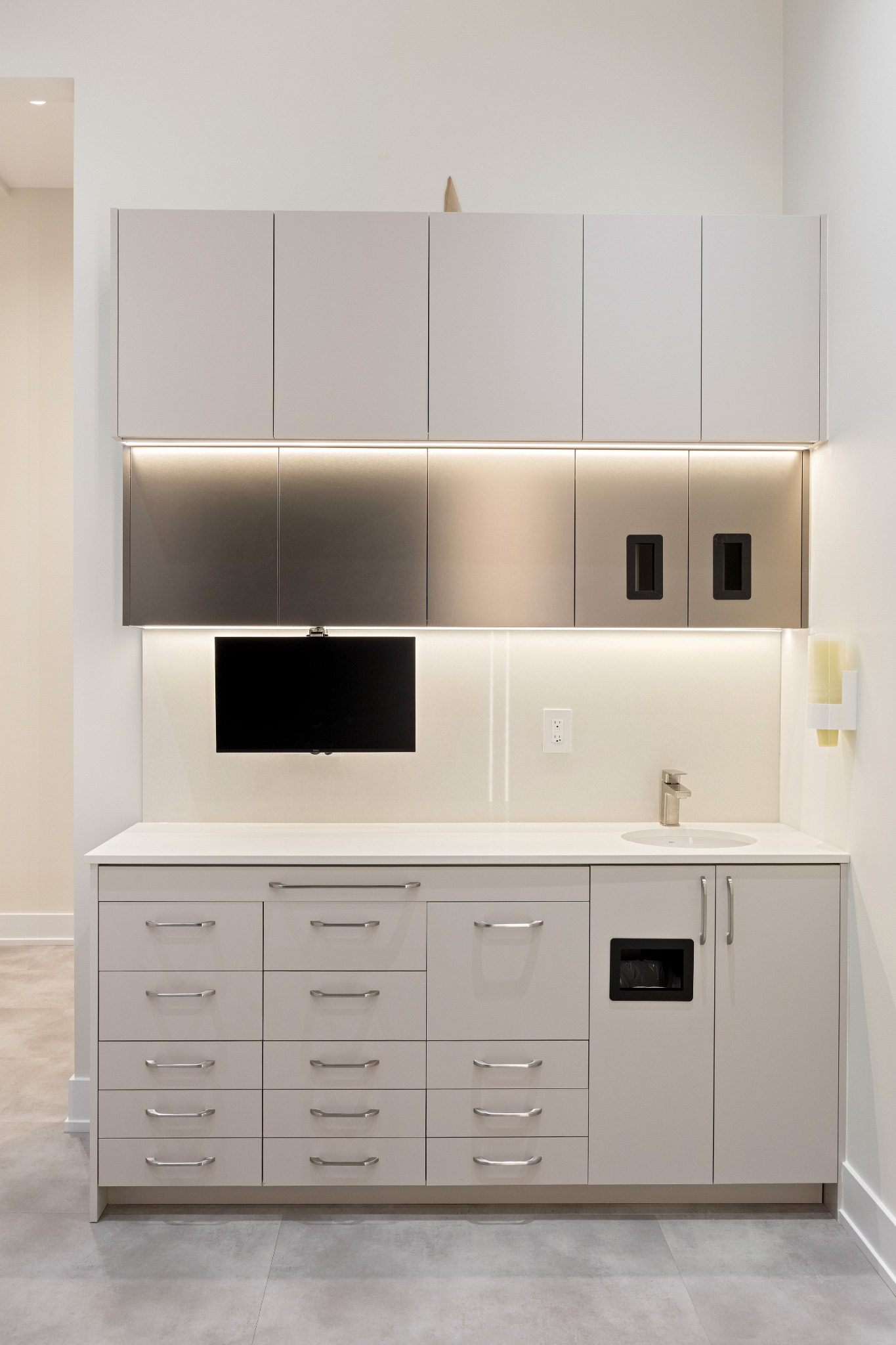 Completed clinical sterilization centre with custom cabinetry